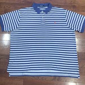 Polo Ralph Lauren Blue & White Striped Short Sleeve‎ Shirt – Size XL